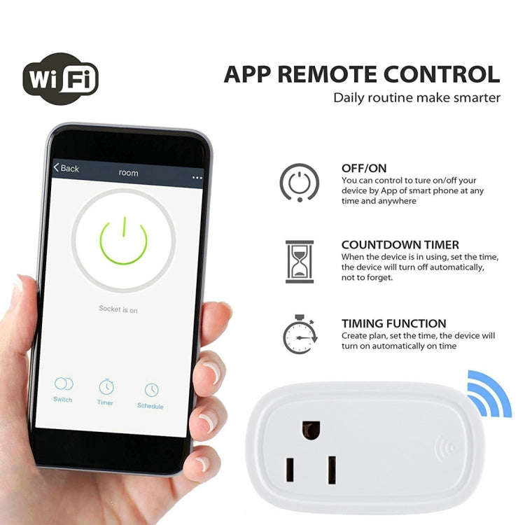 JH-G09U 15A 2.4GHz WiFi Control Hubless Smart Home Power Socket Works with Alexa  & Google Home, ...