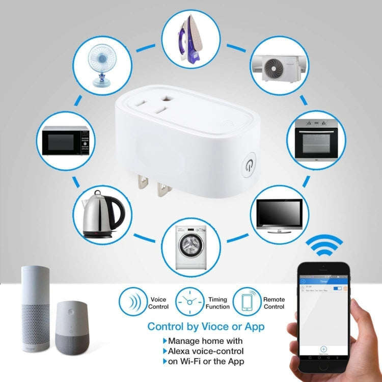 JH-G09U 15A 2.4GHz WiFi Control Hubless Smart Home Power Socket Works with Alexa  & Google Home, ...