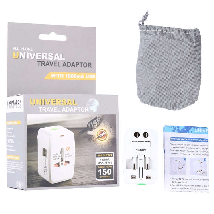 110-250V Multi-function Travel Universal Converter with Dual USB Interfaces, EU / UK / US / AU Pl...