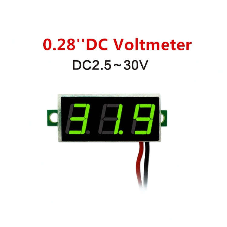 10 PCS 0.28 inch 2 Wires Adjustable Digital Voltage Meter, Color Light Display, Measure Voltage: ...