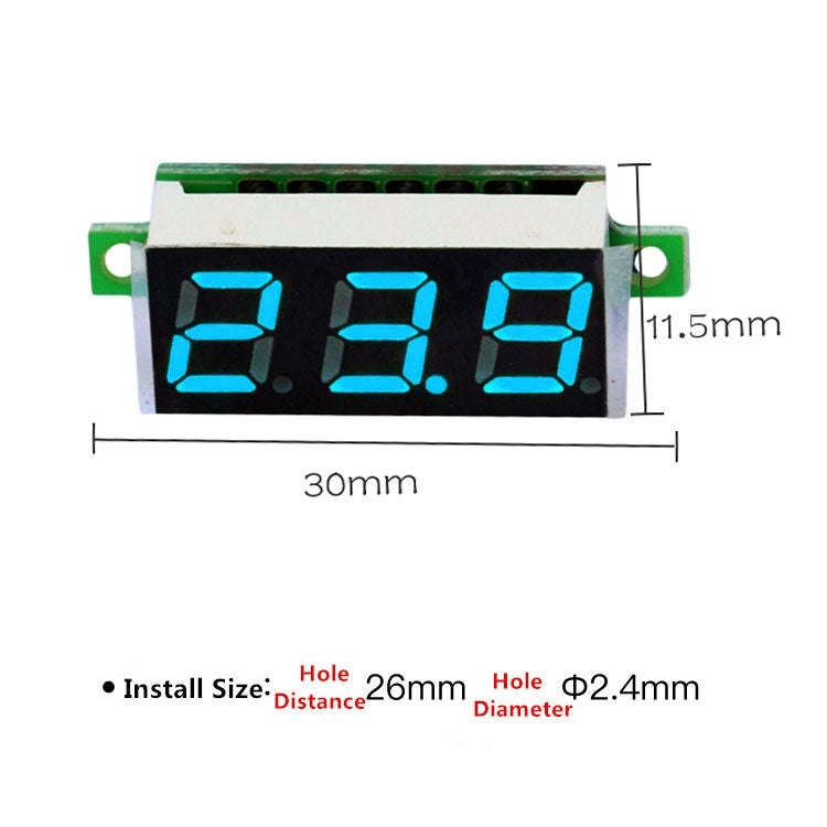10 PCS 0.28 inch 2 Wires Adjustable Digital Voltage Meter, Color Light Display, Measure Voltage: ...