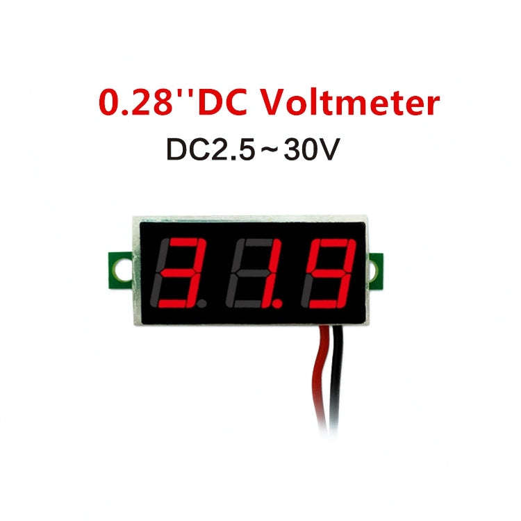 10 PCS 0.28 inch 2 Wires Adjustable Digital Voltage Meter, Color Light Display, Measure Voltage: ...