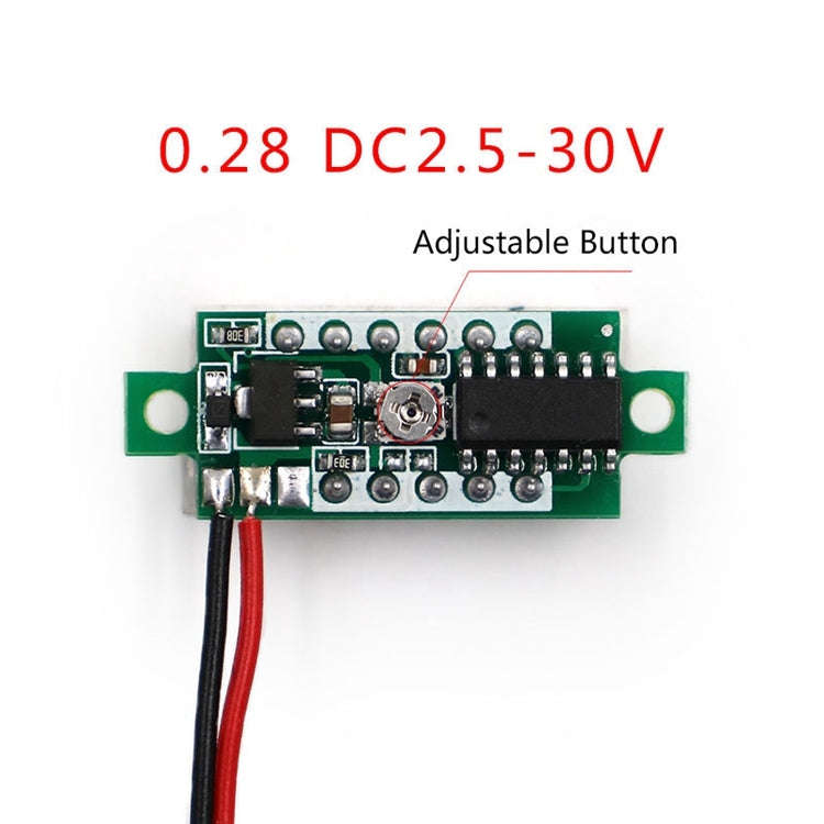 10 PCS 0.28 inch 2 Wires Adjustable Digital Voltage Meter, Color Light Display, Measure Voltage: ...