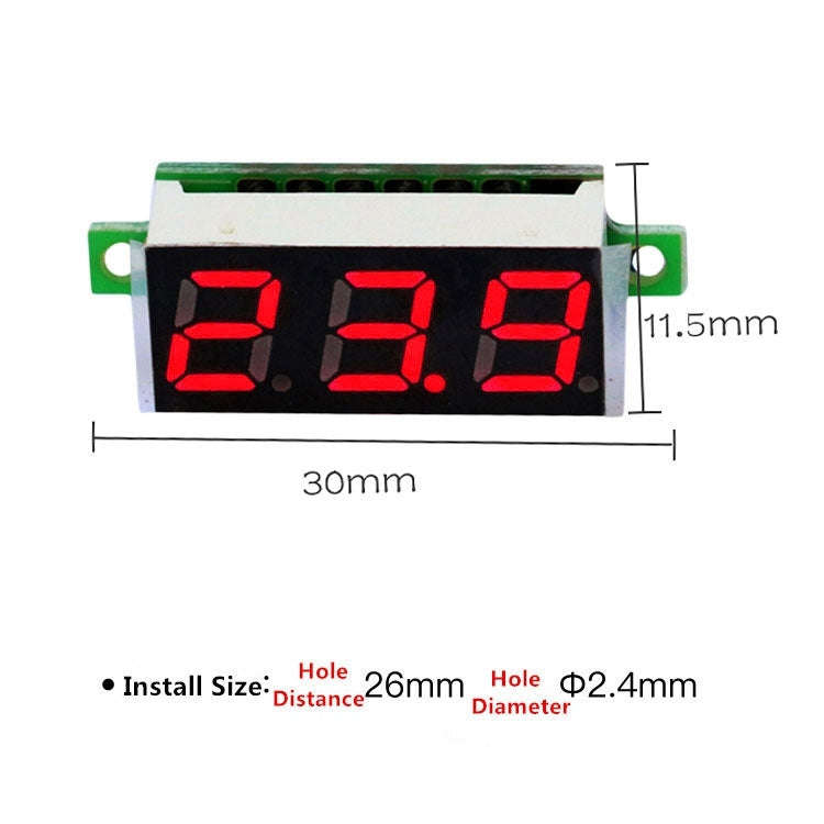 10 PCS 0.28 inch 2 Wires Adjustable Digital Voltage Meter, Color Light Display, Measure Voltage: ...