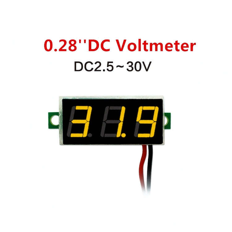 10 PCS 0.28 inch 2 Wires Adjustable Digital Voltage Meter, Color Light Display, Measure Voltage: ...