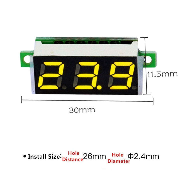 10 PCS 0.28 inch 2 Wires Adjustable Digital Voltage Meter, Color Light Display, Measure Voltage: ...