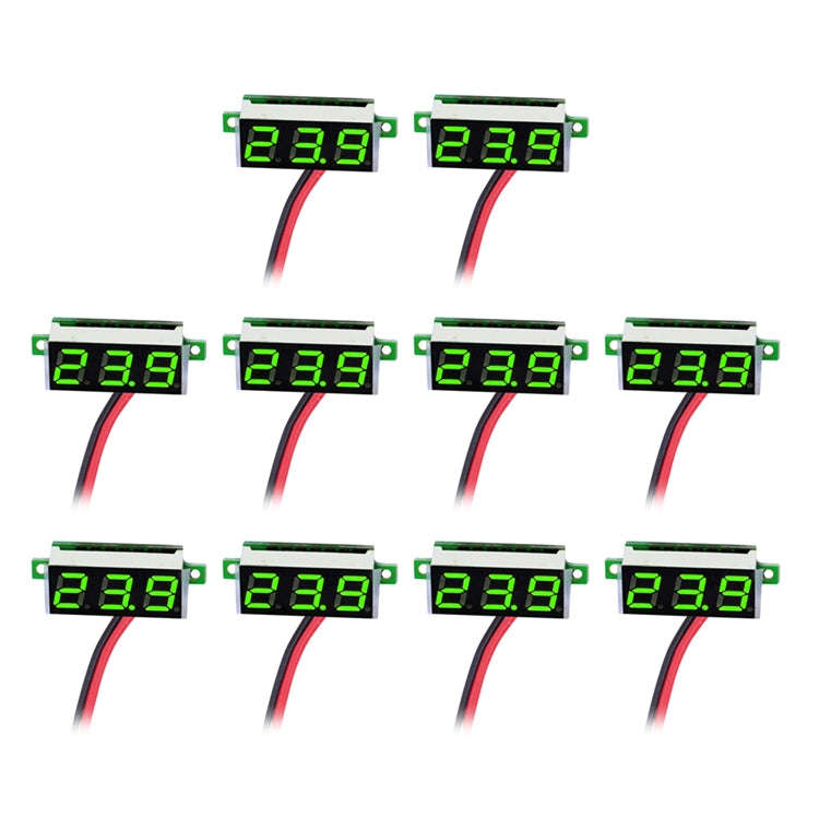 10 PCS 0.36 inch 2 Wires Digital Voltage Meter, Color Light Display, Measure Voltage: DC 2.5-30V(...
