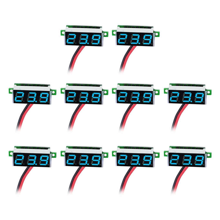 10 PCS 0.36 inch 2 Wires Digital Voltage Meter, Color Light Display, Measure Voltage: DC 2.5-30V ...