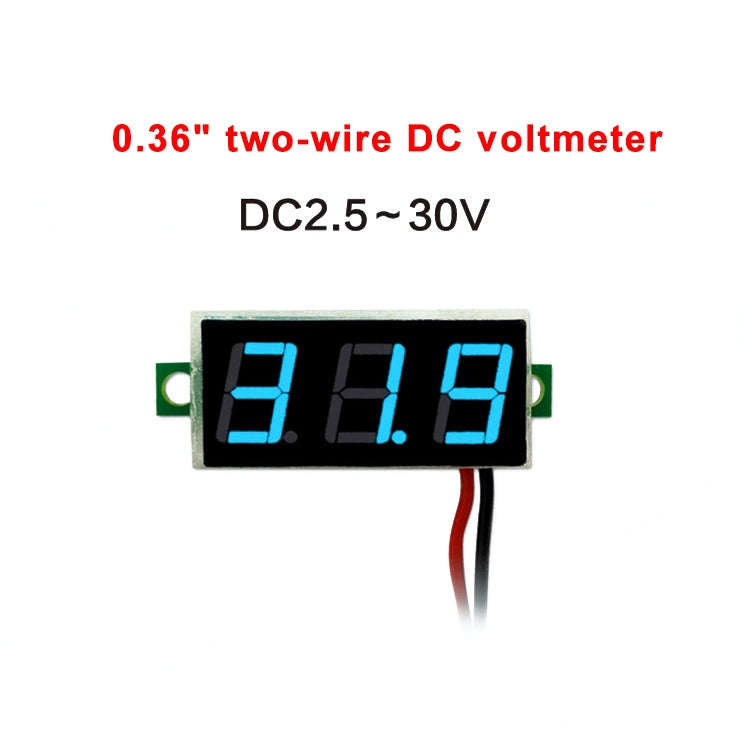 10 PCS 0.36 inch 2 Wires Digital Voltage Meter, Color Light Display, Measure Voltage: DC 2.5-30V ...