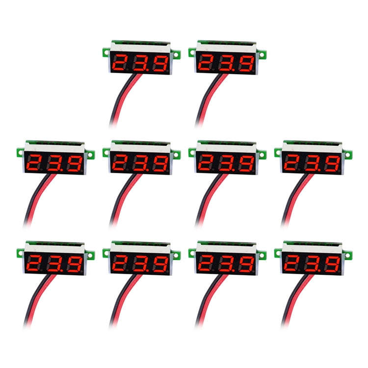 10 PCS 0.36 inch 2 Wires Digital Voltage Meter, Color Light Display, Measure Voltage: DC 2.5-30V ...