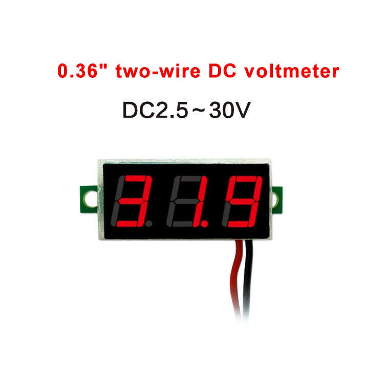 10 PCS 0.36 inch 2 Wires Digital Voltage Meter, Color Light Display, Measure Voltage: DC 2.5-30V ...