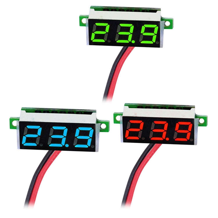 10 PCS 0.36 inch 2 Wires Digital Voltage Meter, Color Light Display, Measure Voltage: DC 2.5-30V(...