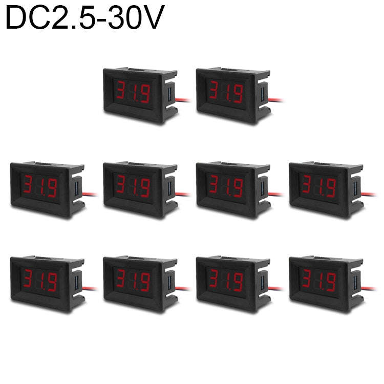 10 PCS 0.36 inch 2 Wires Digital Voltage Meter with Shell, Color Light Display, Measure Voltage: ...