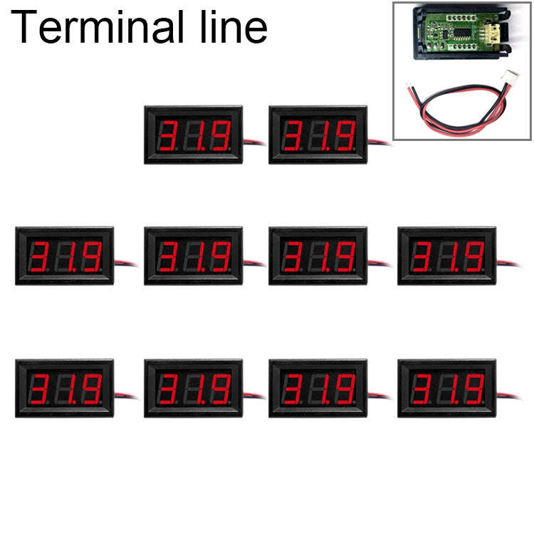 10 PCS 0.56 inch 2 Terminal Wires Digital Voltage Meter with Shell, Color Light Display, Measure ...