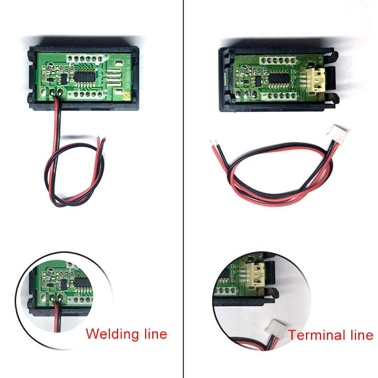 10 PCS 0.56 inch 2 Terminal Wires Digital Voltage Meter with Shell, Color Light Display, Measure ...