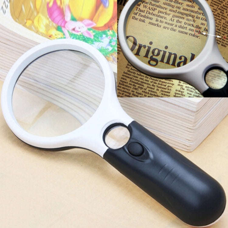 Reading Visual Magnifier with 3 LED Light, Mini Portable 3-45X Handheld Reading Visual Magnifier ...