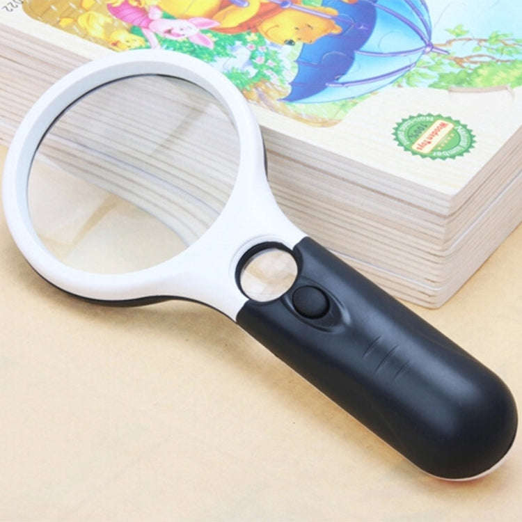 Reading Visual Magnifier with 3 LED Light, Mini Portable 3-45X Handheld Reading Visual Magnifier ...