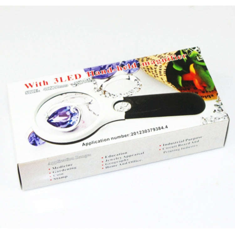 Reading Visual Magnifier with 3 LED Light, Mini Portable 3-45X Handheld Reading Visual Magnifier ...