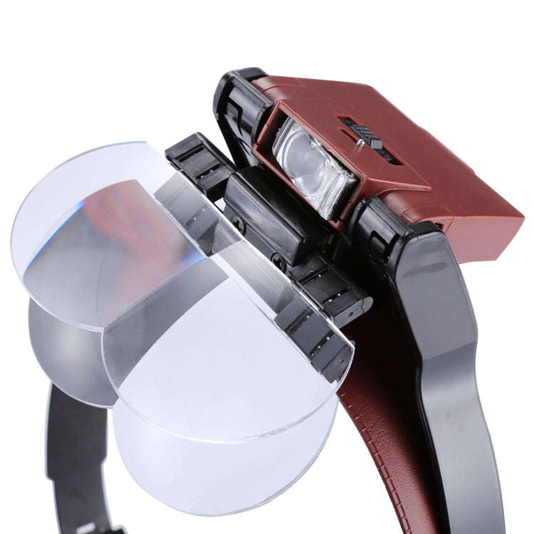 Multi-function Adjustable Maintenance Dentistry Reading Head Magnifier with 2 LED Light & 4 Lense...