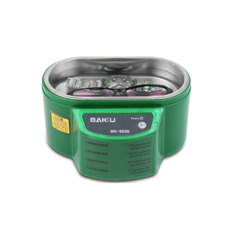 BAKU BK-9030 30W 0.8L LCD Display Ultrasonic Cleaner, AC 220V, EU Plug(Green)