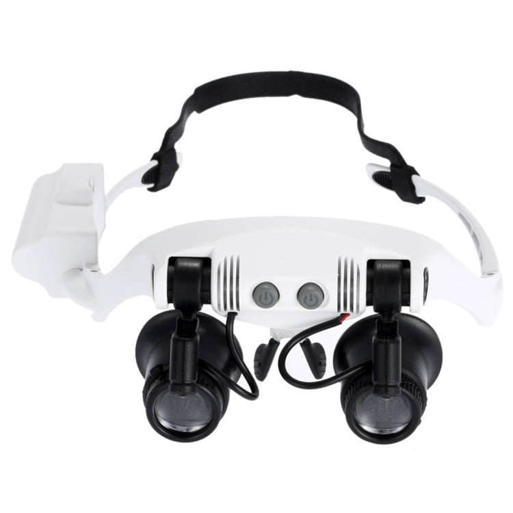 10X 15X 20X 25X Wearing Glasses Eyes Illuminated Magnifier Magnifying Watch Repairing Loupe With ...