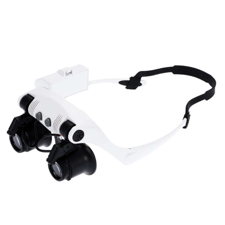 10X 15X 20X 25X Wearing Glasses Eyes Illuminated Magnifier Magnifying Watch Repairing Loupe With ...