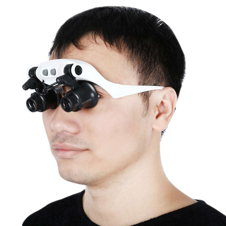 10X 15X 20X 25X Wearing Glasses Eyes Illuminated Magnifier Magnifying Watch Repairing Loupe With ...