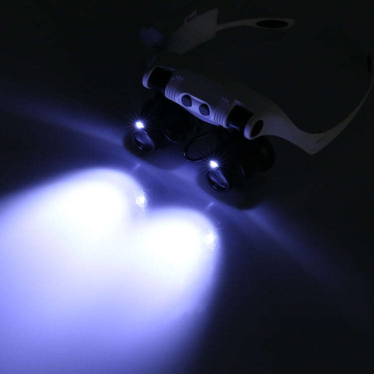 10X 15X 20X 25X Wearing Glasses Eyes Illuminated Magnifier Magnifying Watch Repairing Loupe With ...