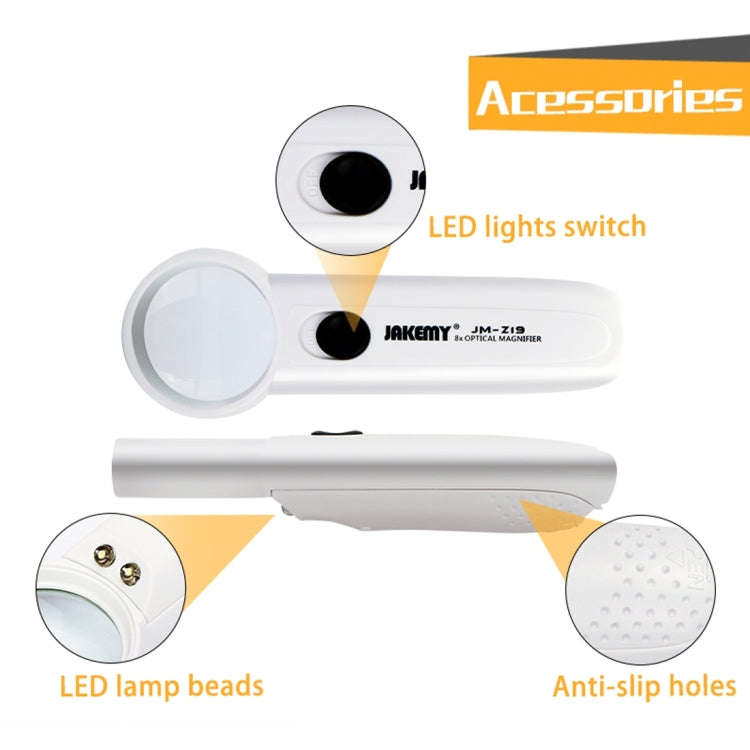 JAKEMY JM-Z19 Portable 8X Optical Magnifier with LED Light
