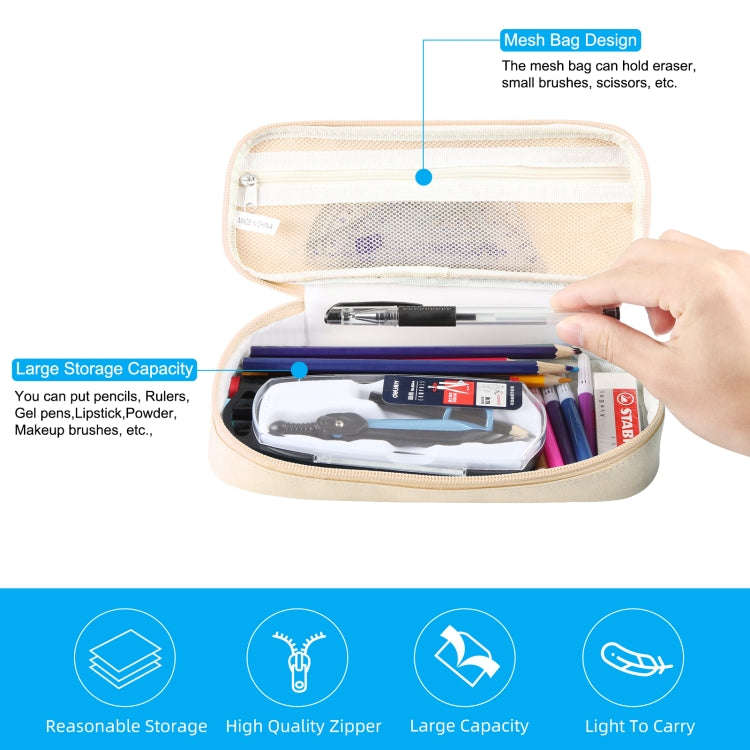 FunAdd Pencil Case Cosmetic Storage Ant Cloth Organizer Bag, Size: 235 x 105 x 50mm (Apricot)