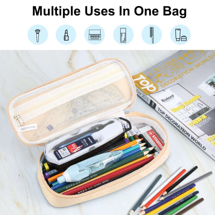 FunAdd Pencil Case Cosmetic Storage Ant Cloth Organizer Bag, Size: 235 x 105 x 50mm (Apricot)