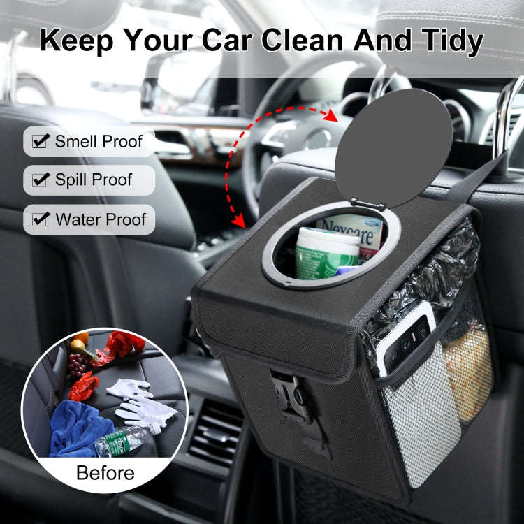 FUNADD Portable Folding Car Back Seat Hook Garbage Can Car Storage Box (Black)