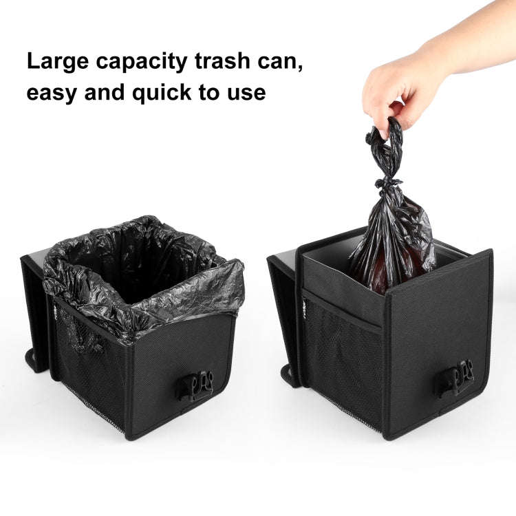 FUNADD Portable Folding Car Back Seat Hook Garbage Can Car Storage Box (Black)