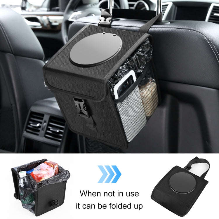 FUNADD Portable Folding Car Back Seat Hook Garbage Can Car Storage Box (Black)