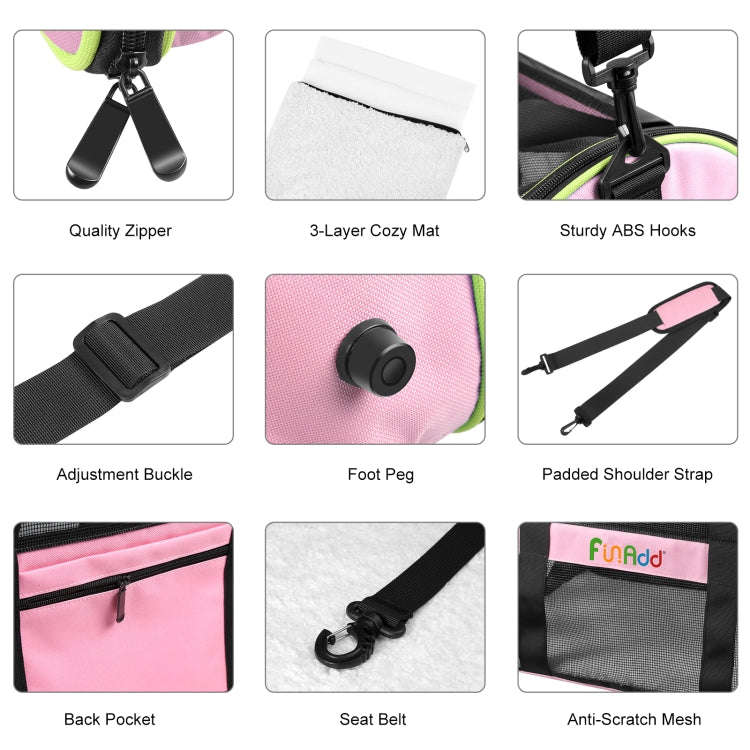 FUNADD Pet Travel Carrier Bag Shoulder Foldable Tote Bag(Pink)