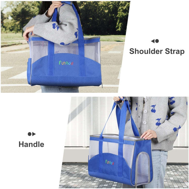 FUNADD Portable Breathable Pet Bag Outdoor Shoulder Tote Bag (Blue)