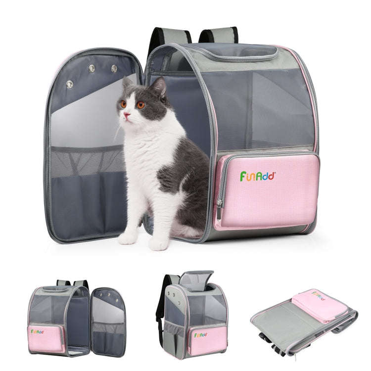 FUNADD Fold Breathable Pet Backpack Outdoor Shoulders Cat Bag (Pink)