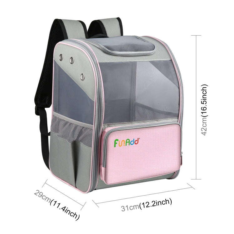 FUNADD Fold Breathable Pet Backpack Outdoor Shoulders Cat Bag (Pink)
