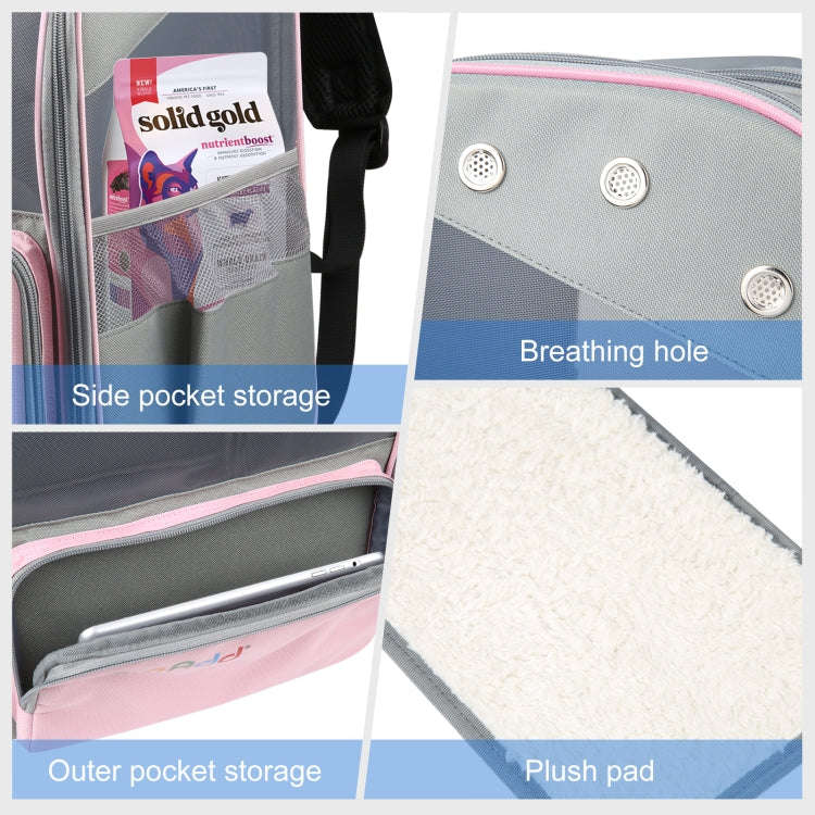 FUNADD Fold Breathable Pet Backpack Outdoor Shoulders Cat Bag (Pink)