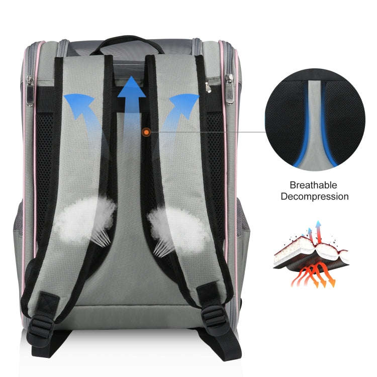 FUNADD Fold Breathable Pet Backpack Outdoor Shoulders Cat Bag (Pink)