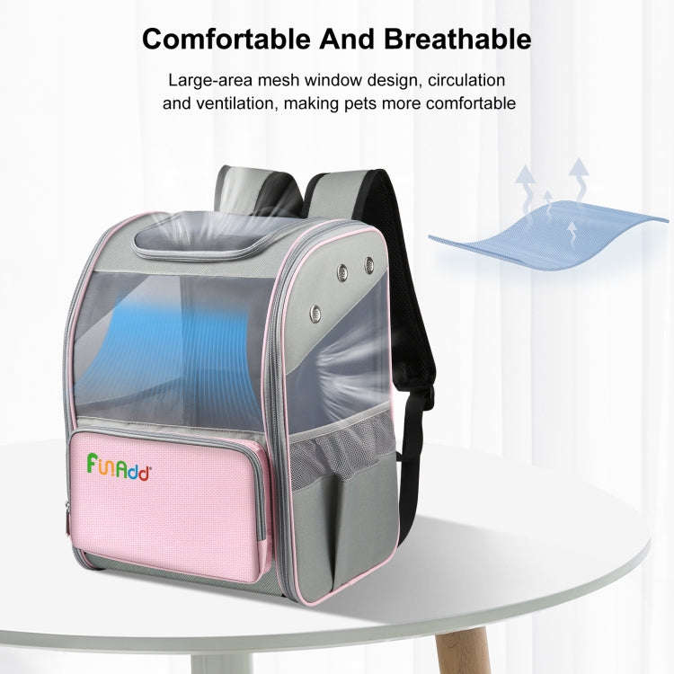 FUNADD Fold Breathable Pet Backpack Outdoor Shoulders Cat Bag (Pink)