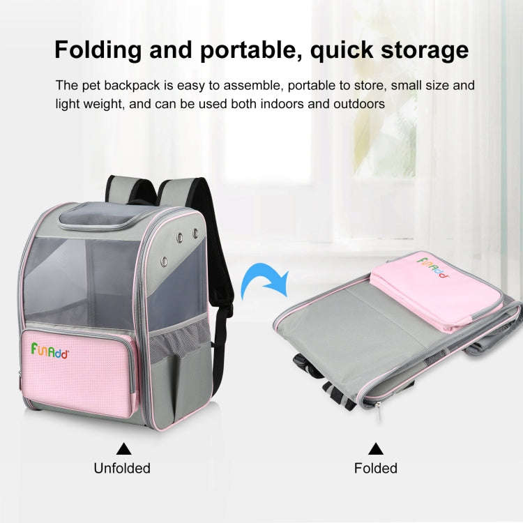 FUNADD Fold Breathable Pet Backpack Outdoor Shoulders Cat Bag (Pink)