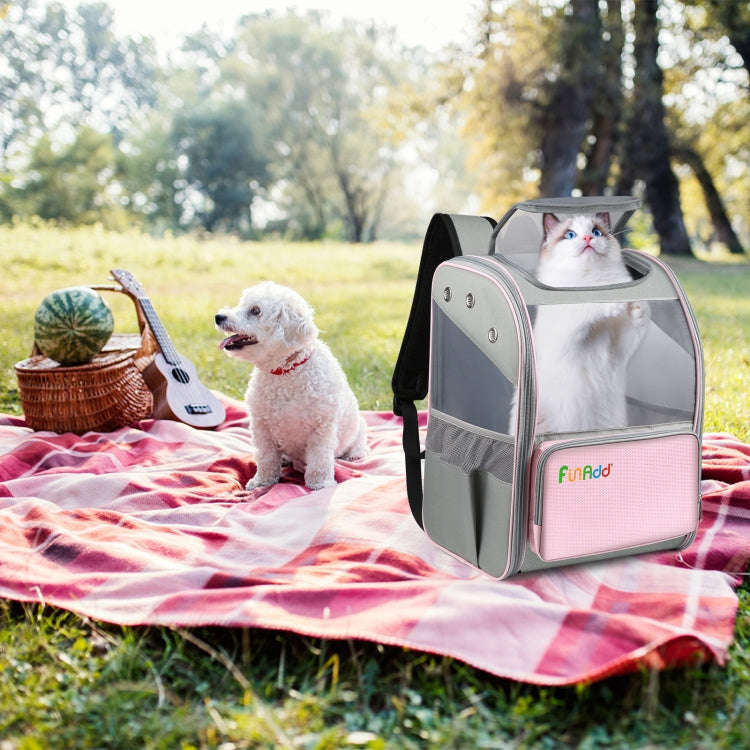 FUNADD Fold Breathable Pet Backpack Outdoor Shoulders Cat Bag (Pink)