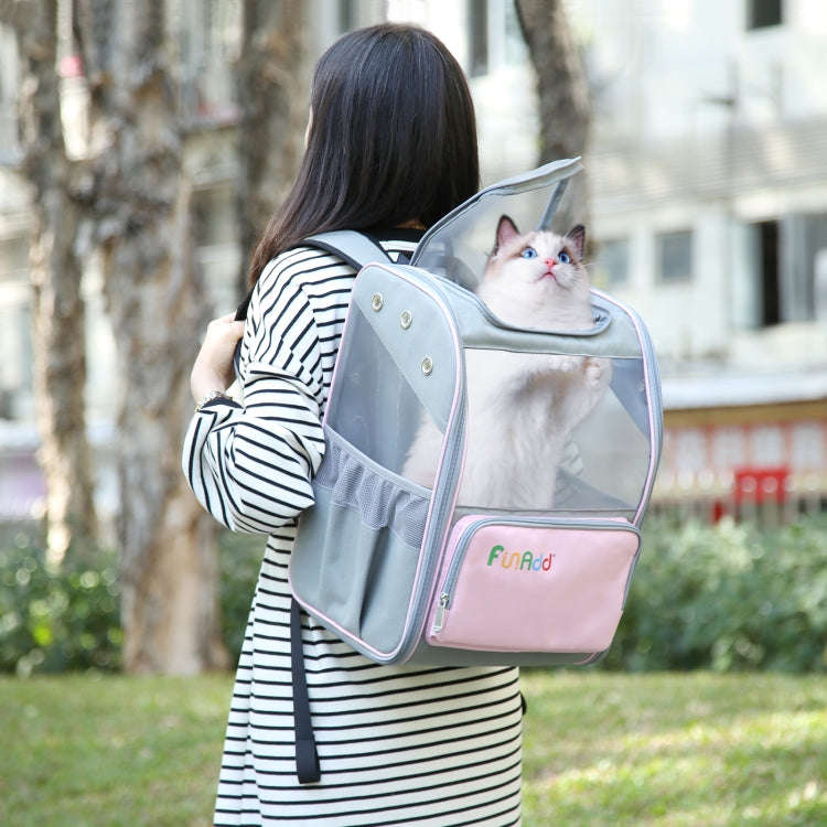 FUNADD Fold Breathable Pet Backpack Outdoor Shoulders Cat Bag (Pink)