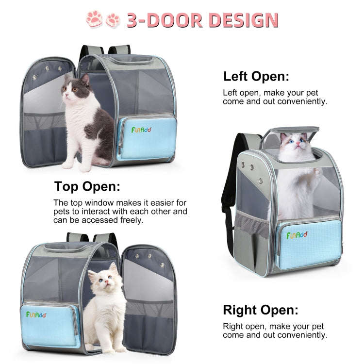 FUNADD Fold Breathable Pet Backpack Outdoor Shoulders Cat Bag(Blue)