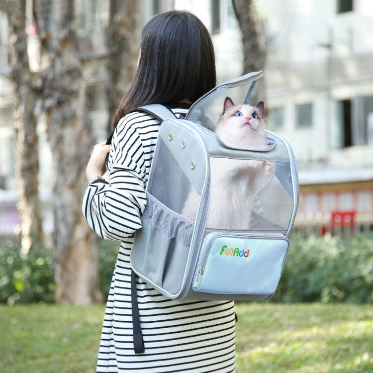 FUNADD Fold Breathable Pet Backpack Outdoor Shoulders Cat Bag(Blue)