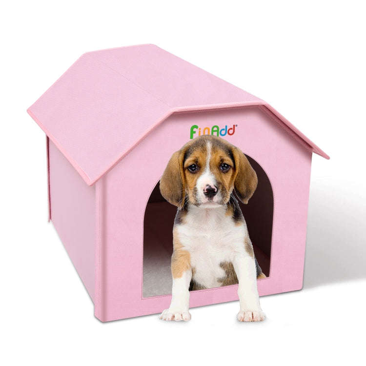 FUNADD Extra Large Folding Weatherproof Pet Houses with Removable Mat (Pink)