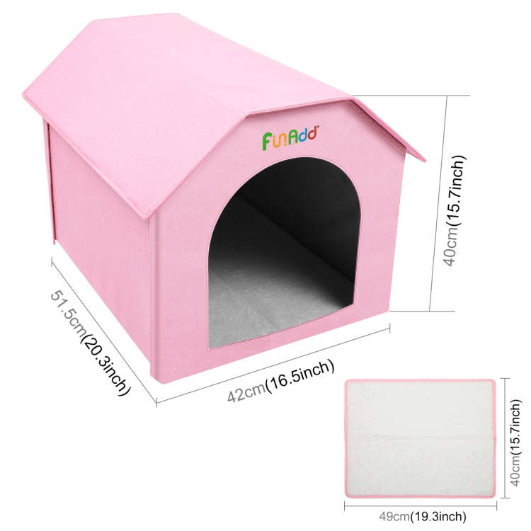 FUNADD Extra Large Folding Weatherproof Pet Houses with Removable Mat (Pink)