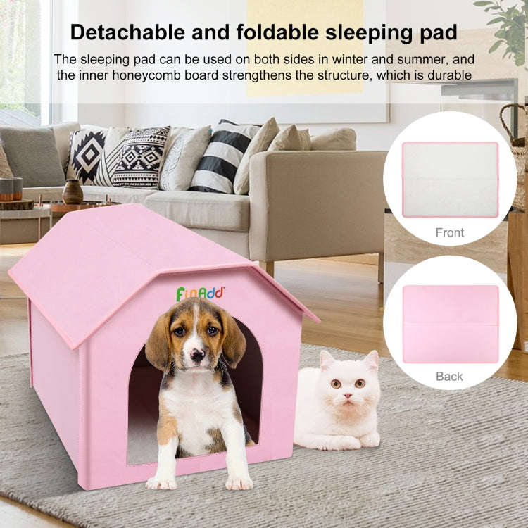 FUNADD Extra Large Folding Weatherproof Pet Houses with Removable Mat (Pink)
