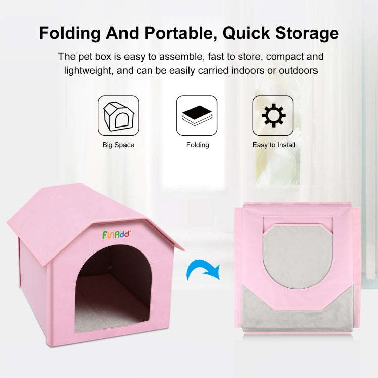 FUNADD Extra Large Folding Weatherproof Pet Houses with Removable Mat (Pink)